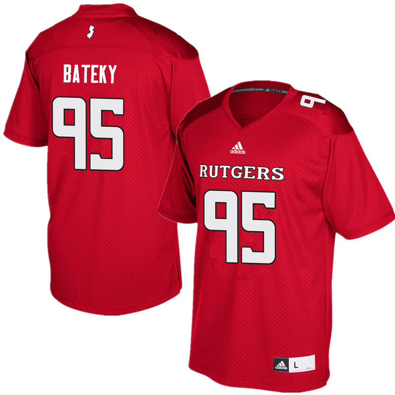 Men #95 Jon Bateky Rutgers Scarlet Knights College Football Jerseys Sale-Red